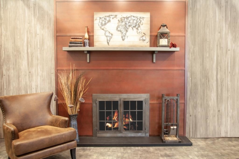 Metal fireplace mantel