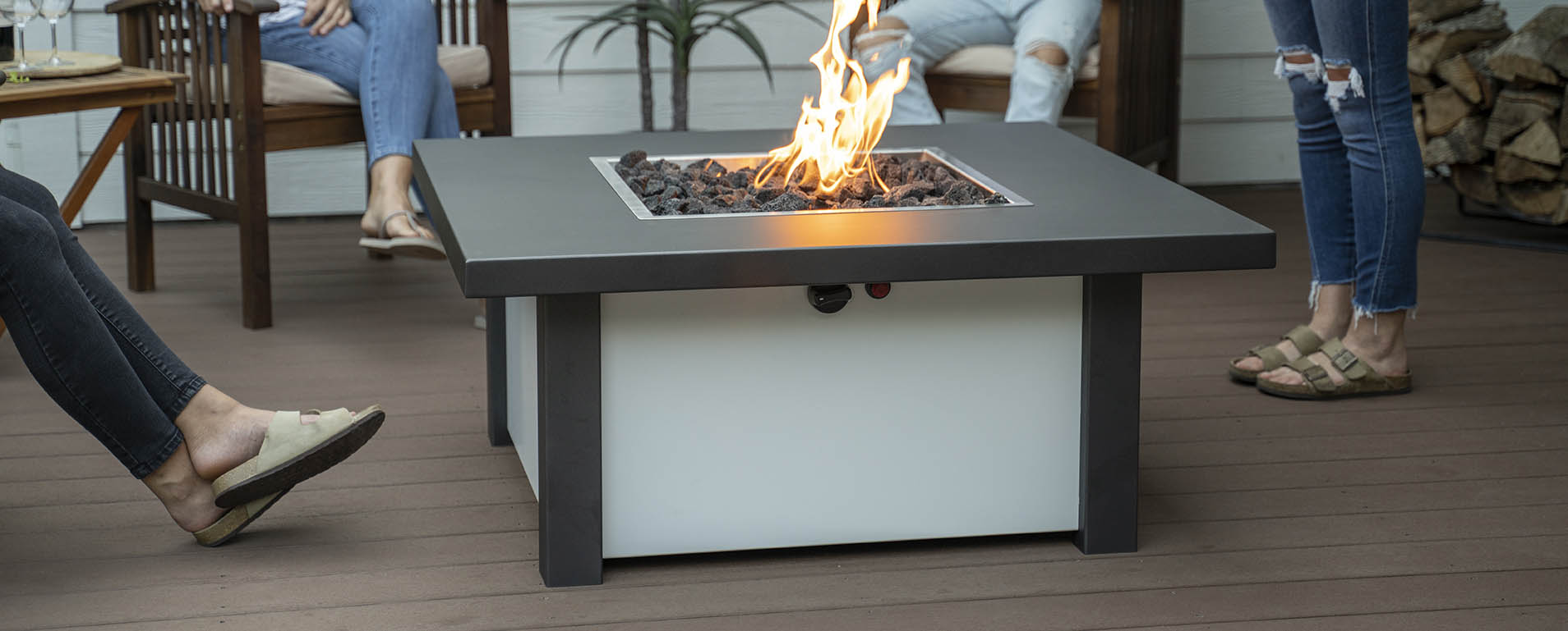 Fire pit tables allow for customizations of finishes.