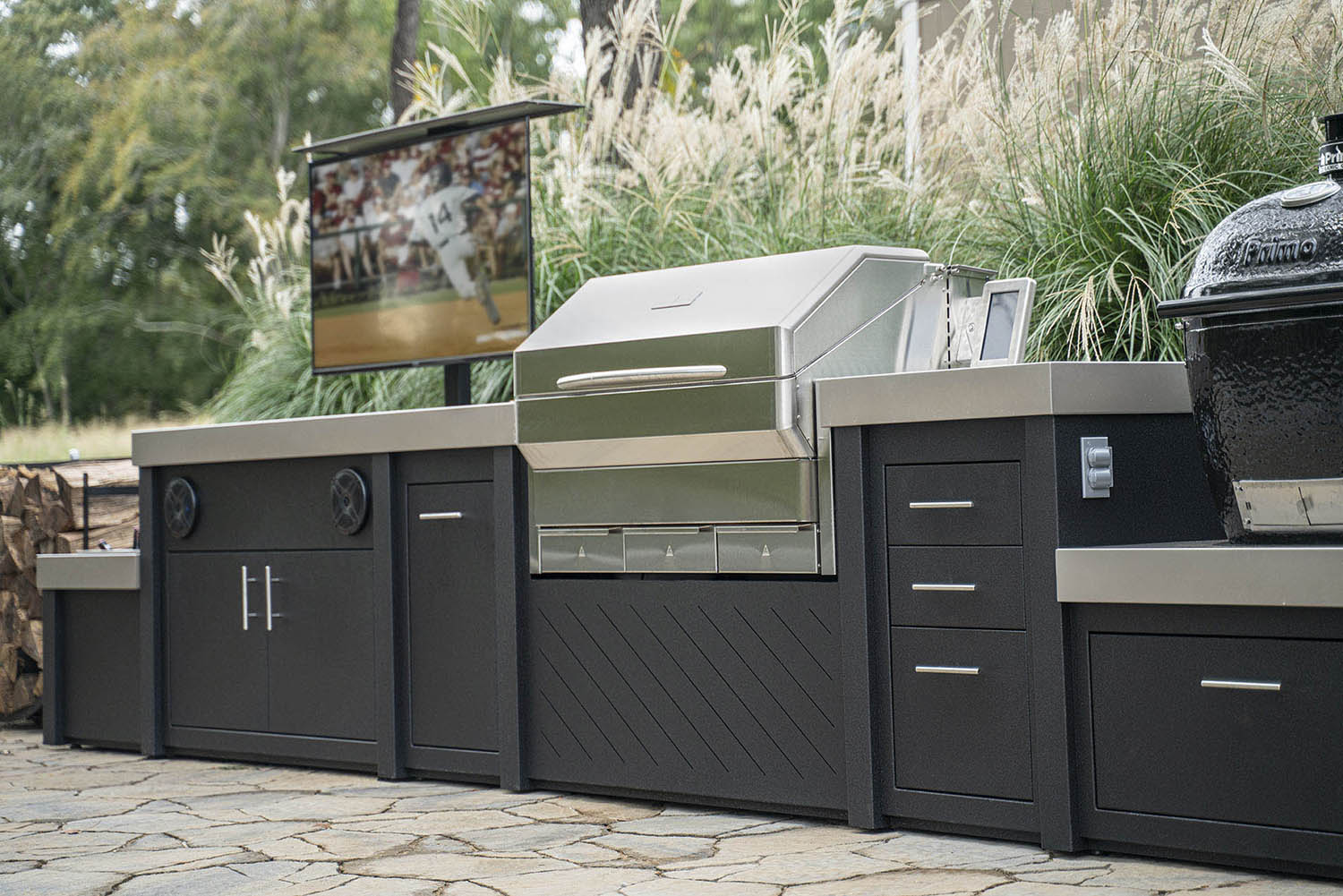 Stoll custom outdoor kitchen with tv